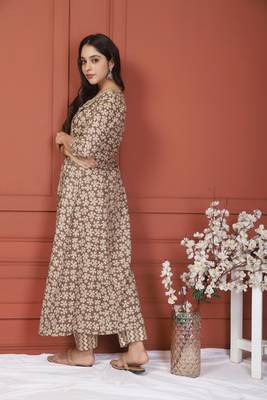 Brown Printed Kurta And Bottom 3