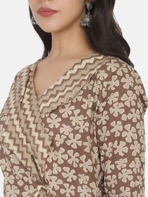 Brown Printed Kurta And Bottom 10
