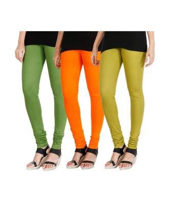 Green COTTON plain stitched Leggings 4