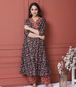 BLACK PRINTED KURTA AND BOTTOM