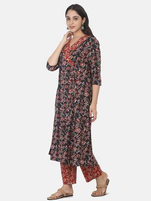 Black Printed Kurta And Bottom 4