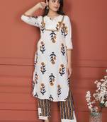 Off White Printed Kurta And Bottom
