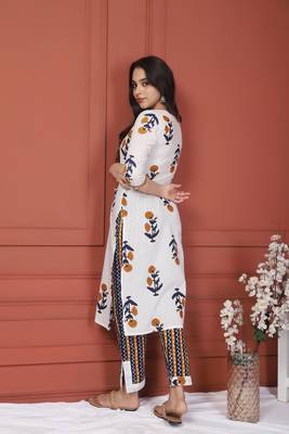 Off White Printed Kurta And Bottom 2