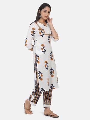 Off White Printed Kurta And Bottom 5