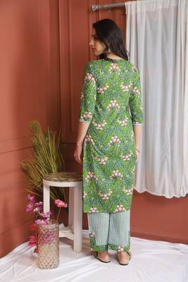 Green Printed Kurta And Bottom 3