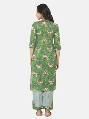 Green Printed Kurta And Bottom 8