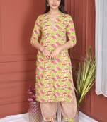 GREEN PRINTED KURTA AND BOTTOM