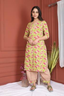 Green Printed Kurta And Bottom 2