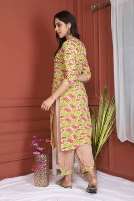 Green Printed Kurta And Bottom 3