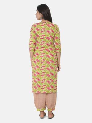 Green Printed Kurta And Bottom 6