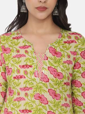 Green Printed Kurta And Bottom 7