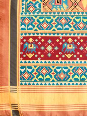 Turquoise printed silk unstitched lehenga 3