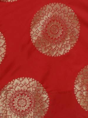 Red & Gold-Toned Semi-Stitched Lehenga & Unstitched Blouse With Dupatta 4