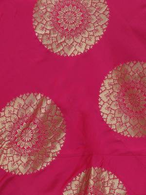 Pink & Gold-Toned Semi-Stitched Lehenga & Unstitched Blouse With Dupatta 4