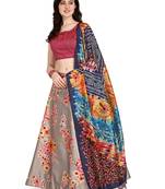 Beige printed silk unstitched lehenga