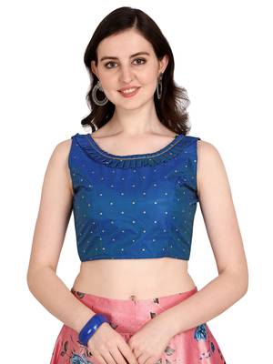 Pink printed silk unstitched lehenga 3