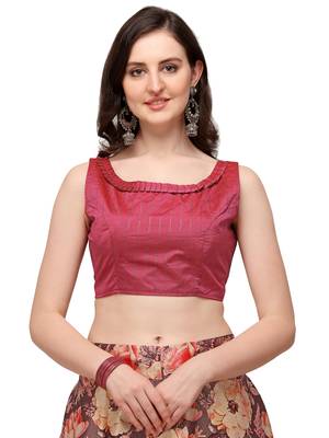 Brown printed silk unstitched lehenga 3