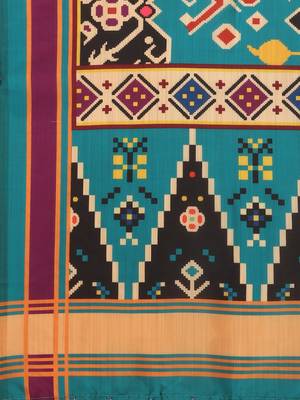 Cream printed silk unstitched lehenga 3