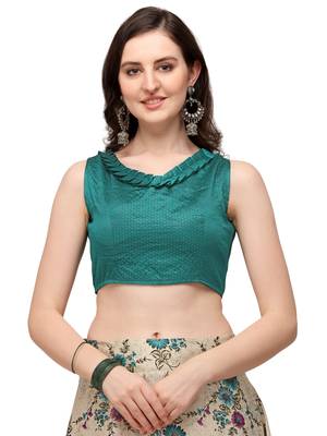 Cream printed silk unstitched lehenga 4