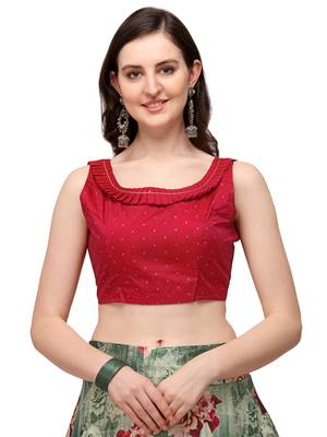 Green printed silk unstitched lehenga 4