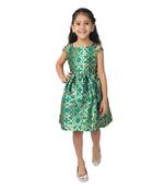 Gold woven brocade kids-frocks