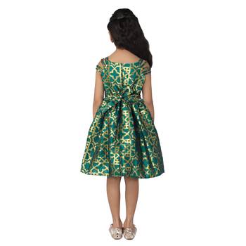 Gold woven brocade kids-frocks 3