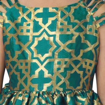 Gold woven brocade kids-frocks 4