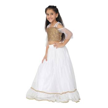 Gold woven faux net girls-top-bottom 1