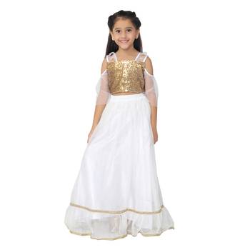 Gold woven faux net girls-top-bottom 2