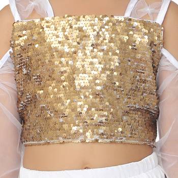 Gold woven faux net girls-top-bottom 5