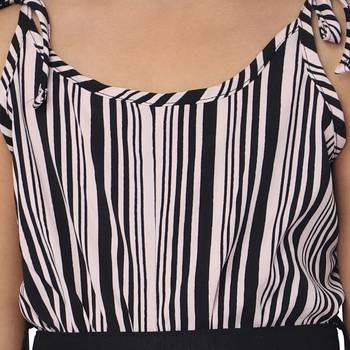 Pink printed faux chiffon girls-top-bottom 4