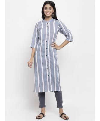 Grey printed rayon ethnic-kurtis 1