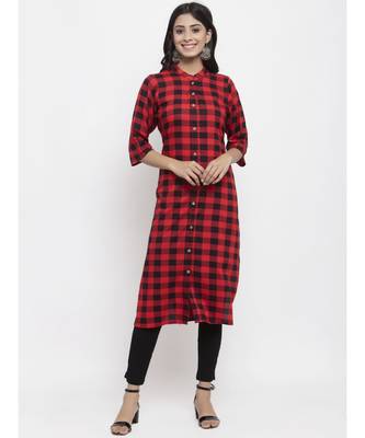 Red printed cotton ethnic-kurtis 1