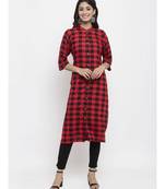 Red printed cotton ethnic-kurtis