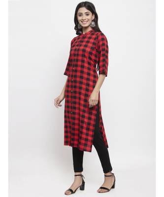 Red printed cotton ethnic-kurtis 2