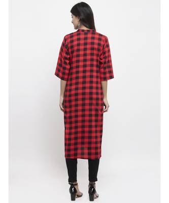Red printed cotton ethnic-kurtis 3