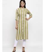 Olive printed rayon ethnic-kurtis