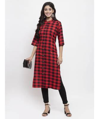 Red printed cotton ethnic-kurtis 5