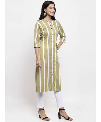 Olive printed rayon ethnic-kurtis 2