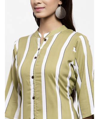Olive printed rayon ethnic-kurtis 4