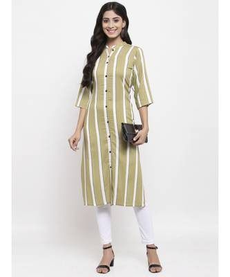 Olive printed rayon ethnic-kurtis 5