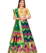 green art silk semi stitched zari woven   Choli & lehenga ghagra with dupatta