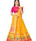 gold art silk semi stitched zari woven   Choli & lehenga ghagra with dupatta