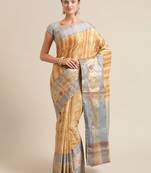 Mustard silk woven saree with blouse