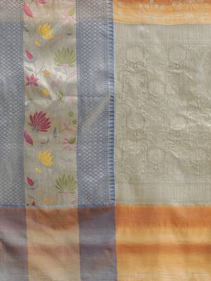 Mustard silk woven saree with blouse 5