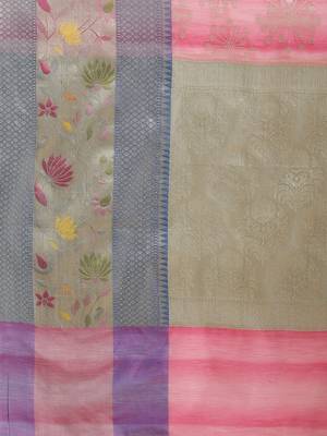 Pink silk woven saree with blouse 5