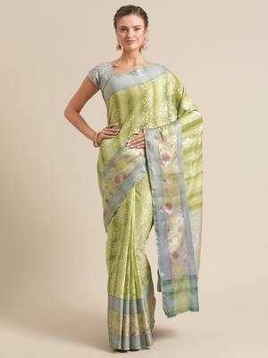 multicolor silk woven saree with blouse 1