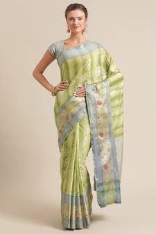 multicolor silk woven saree with blouse