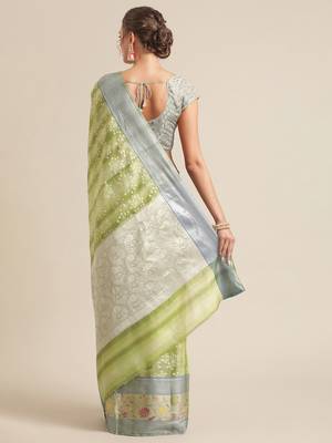 multicolor silk woven saree with blouse 2