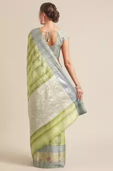 multicolor silk woven saree with blouse